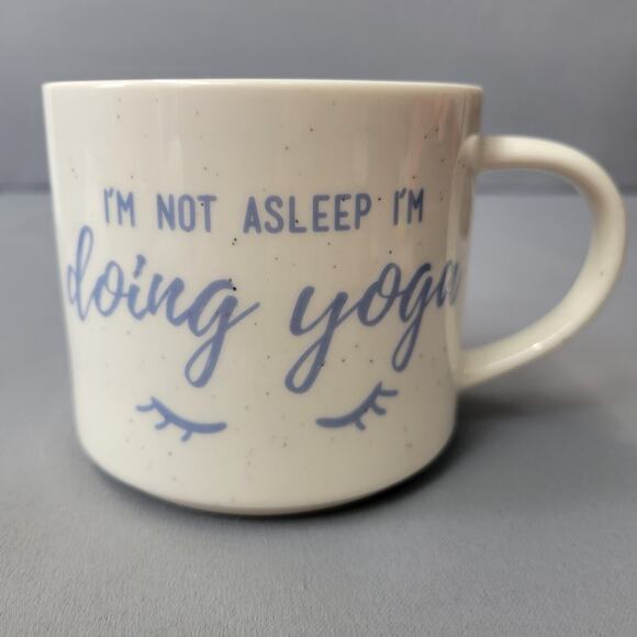 Threshold Im Not Asleep Im Doing Yoga Mug 16 fl oz Coffee Cup Speckled 3.25" T - Picture 11 of 12